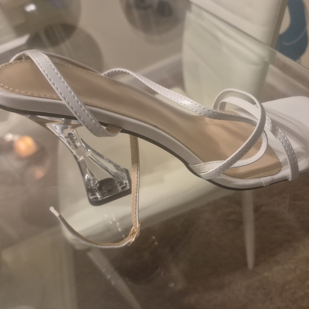 Elegant White Strappy Women's Heels